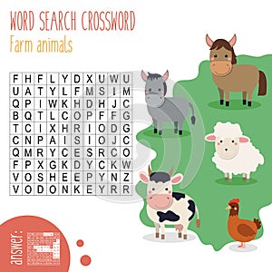 Back to school. Easy word search crossword puzzle worksheet