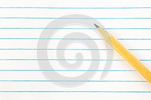 Back to school education concept - blank note paper with pencil. Close-up, mock-up, copy space.