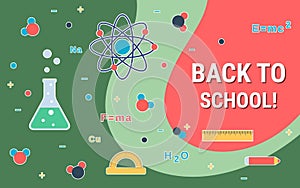 Back to school, education flat design style vector concept illustration