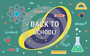 Back to school, education flat design style vector concept illustration