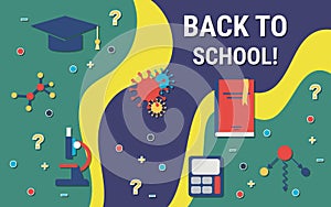 Back to school, education flat design style vector concept illustration