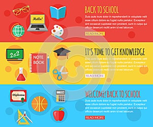 Back to school and education horizontal banners
