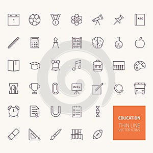 Back to School Education Outline Icons