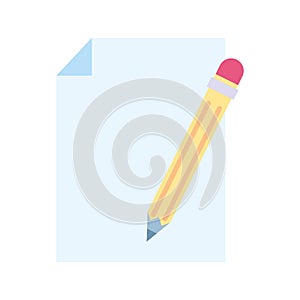 Back to school education sheet and pencil writing