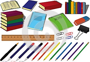 Back to school educational supplies vector set