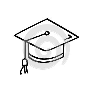 Graduation Cap Doodle Line Drawing Illustration
