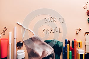 Back to school with face masks and sanitizer