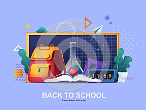 Back to school flat concept with gradients.