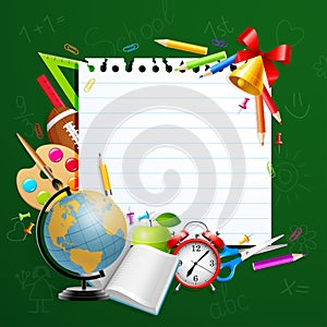 Back to school greeting card with stationery