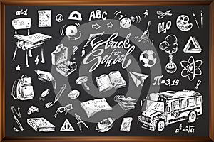 Back to school, hand drawn vector icons