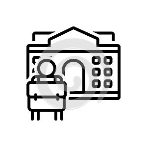 Black line icon for Back To School, student and bag