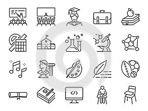 Back to school icon set. Included the icons as education, study, lectures, course, university, book, learn and more