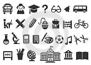 Back to school icon set. Included the icons as education, study, lectures, course, university, book, learn and more