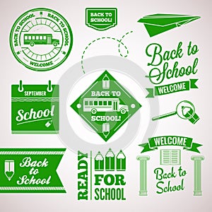 Back to school icon set labels design