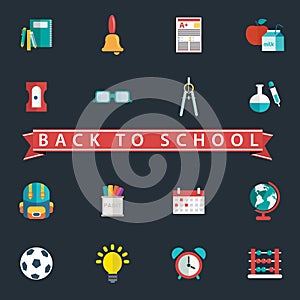 Back To School icon set. Vector Illustration