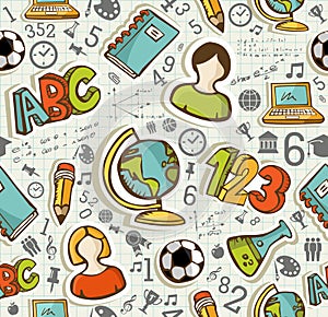 Back to School icons education seamless pattern.