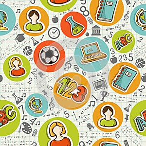 Back to School icons education seamless pattern.