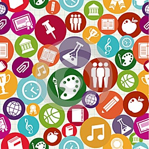 Back to School icons education seamless pattern.