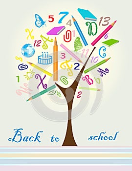 Back to school icons on the tree