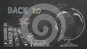 Back to School. Illustration on blackboard.