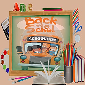 Back to school illustration with green background