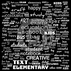 Back to School in important words in the business world cloud words - Illustration,black and white school word cloud,background