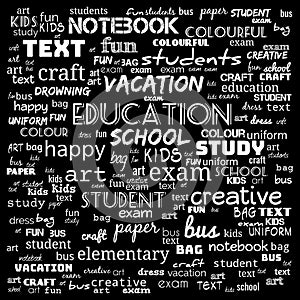 Back to School in important words in the business world cloud words - Illustration,black and white school word cloud,background