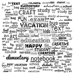 Back to School in important words in the business world cloud words - Illustration,black and white school word cloud,background photo
