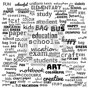 Back to School in important words in the business world cloud words - Illustration,black and white school word cloud,background photo