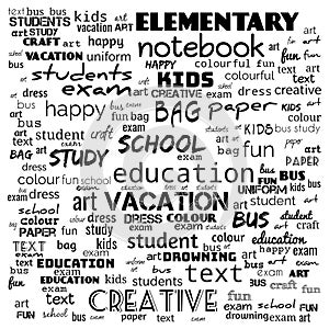 Back to School in important words in the business world cloud words - Illustration,black and white school word cloud,background photo