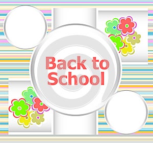 Back to school invitation card with flowers, education