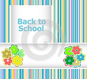 Back to school invitation card with flowers, education