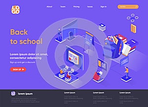 Back to school isometric landing page.