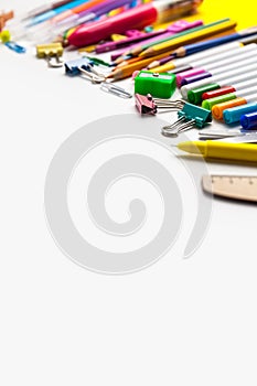 Back to school. Items for the school on a white background