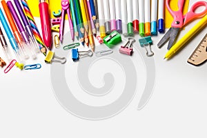 Back to school. Items for the school on a white background