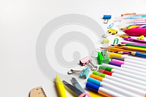 Back to school. Items for the school on a white background