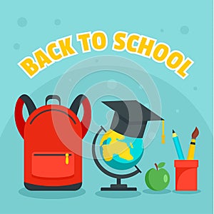 Back to school kid background, flat style