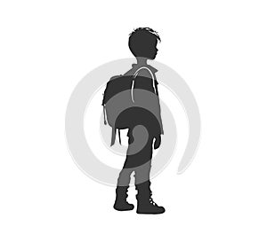 Back to school kid silhouette. Vector illustration desing