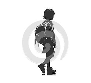 Back to school kid silhouette. Vector illustration desing