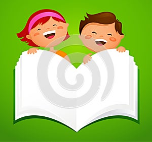 Back to school - kids with an open book