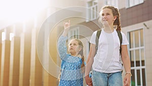 back to school. kids a walk to school lifestyle for lesson. education training support concept. child walk to school