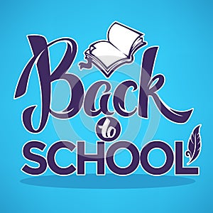 Back to school, lettering composition with image of open book