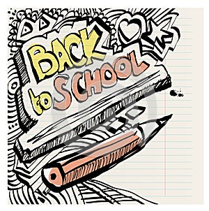 Back to school naive primitive doodles hand drawn with ink