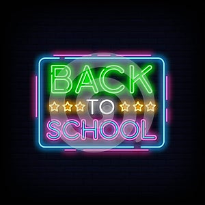 Back to School Neon Signs Style Text vector
