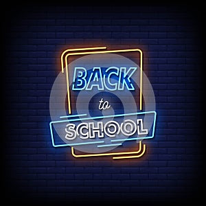 Back To School Neon Signs Style Text Vector