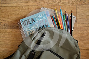 Back to school, notebook and pencils