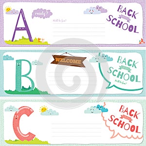 Back to School notes with smiling happy kids