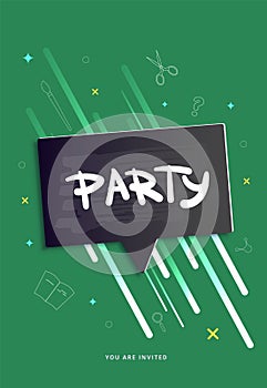 Back to school party banner. Vector illustration.