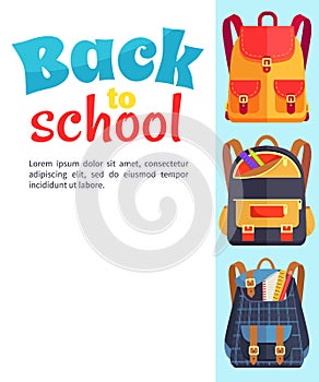 Back to School Poster with Backpacks and Pockets