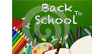 Back to school poster design with stationeries